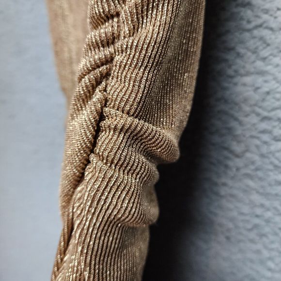 DAVID MEISTER Women's Size 2 Gold Metallic One Shoulder Long Formal Dress - Picture 3 of 9